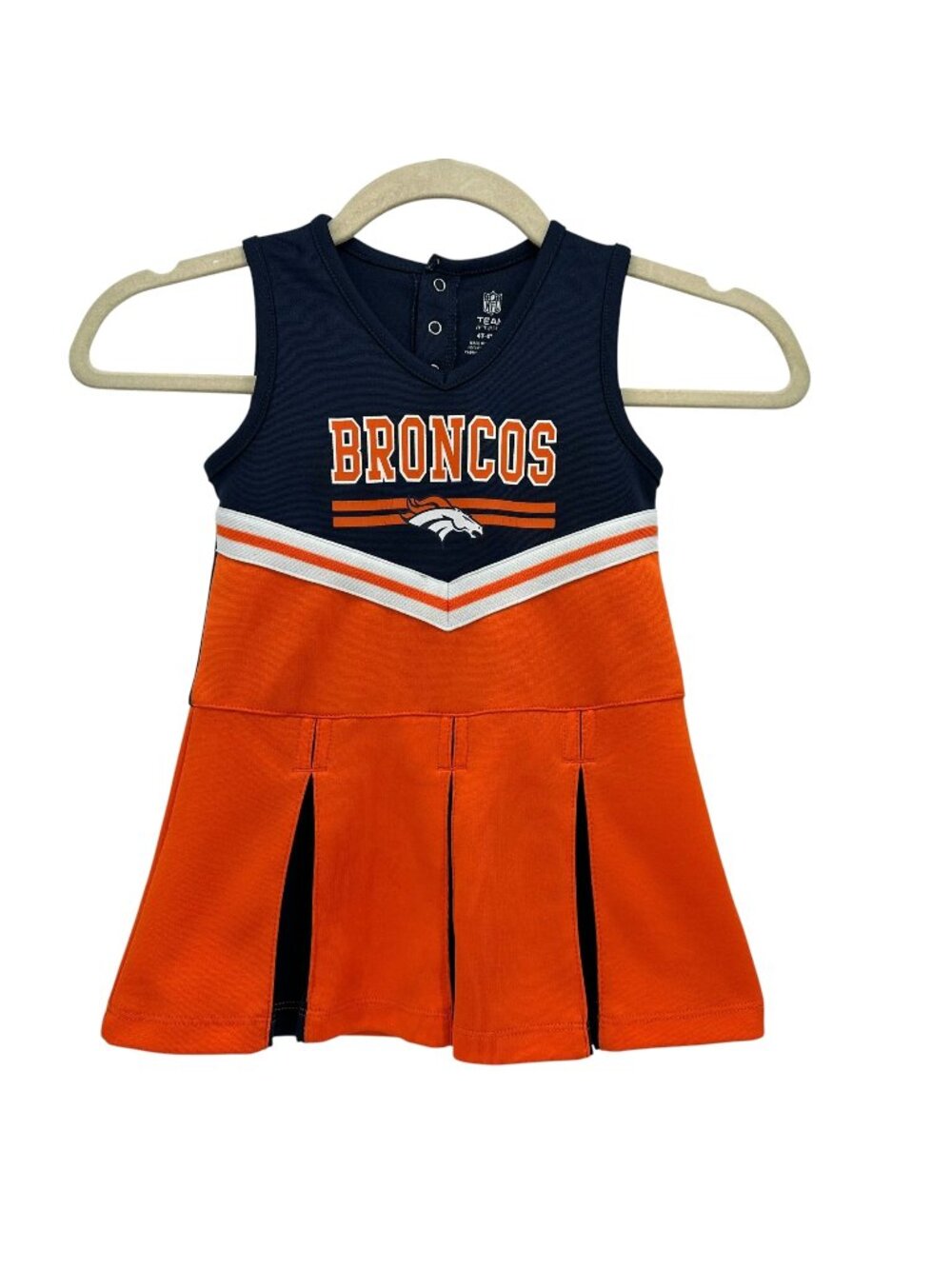 NFL Team Apparel Girls 4T Cheerleader Dress Denver Broncos Navy Blue Orange Logo